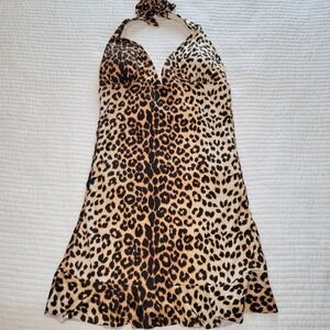 Broad Minded Clothing Leopard Print Halter Swim Dress One Piece Small